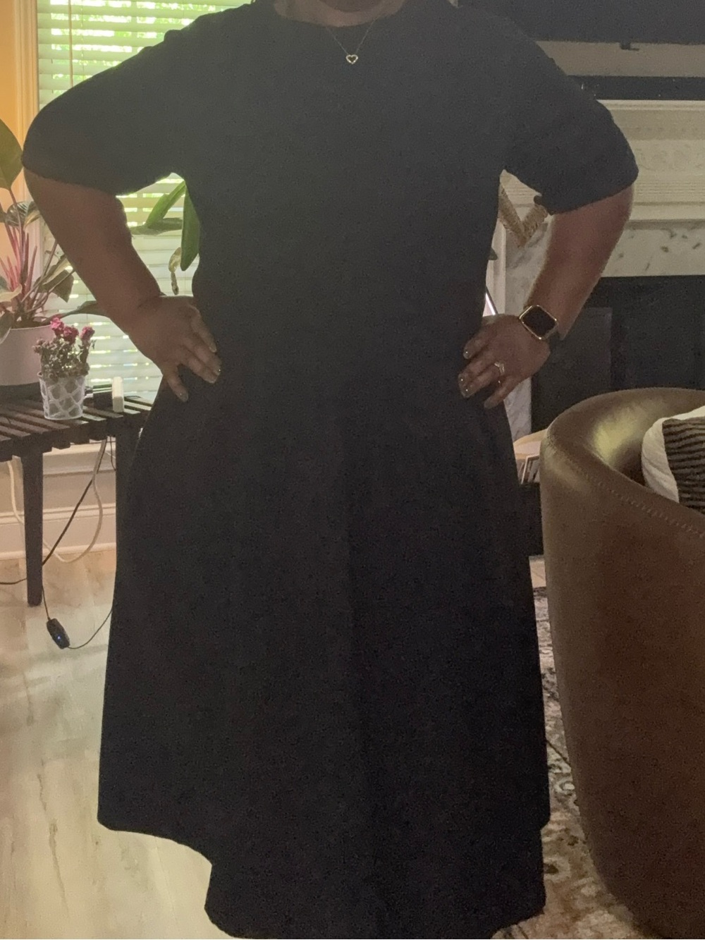 Eloquii Black Midi Dress with Short Sleeves